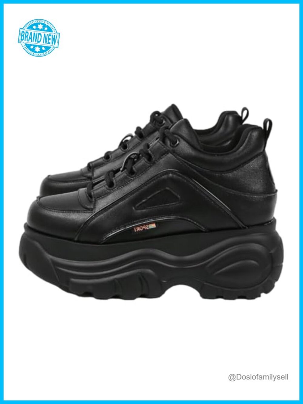 Women's Platform Chunky Sneakers Split Leather Lace-Up Casual Dad Shoes